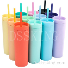 Пластиковые чашки многоразового использования 16 унций Акриловой пластиковый тумблер с крышками и соломинкой.